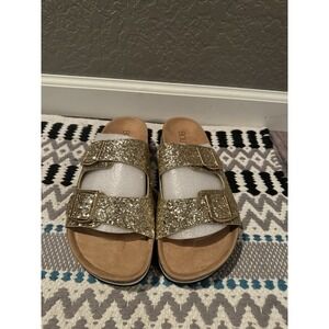 Boutique By Corkys Glitter Beach Babe Adjustable Sandals Size 9 Brand New